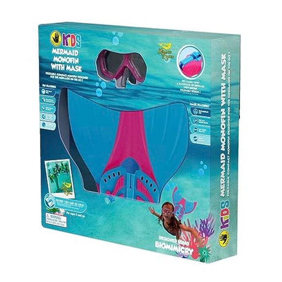 Kids' Mermaid Monofin with Mask & Fins, Pink/Blue, by Body Glove, NIB - Picture 4 of 12
